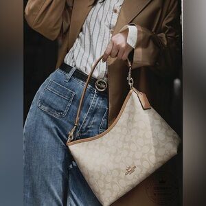 Coach Beige and Tan Shoulder Bag